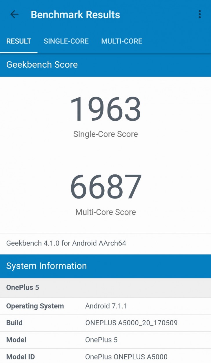 OnePlus 5 прошёл тестирование в Geekbench