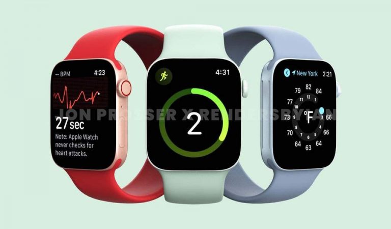 Появились качественные рендеры Apple Watch Series 7 в разных цветах
