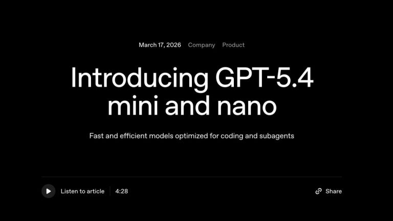 OpenAI обновила линейку ИИ-моделей: вышли GPT-5.4 mini и nano