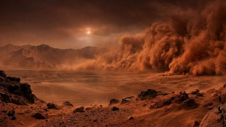 Следы древней песчаной бури нашли на Марсе