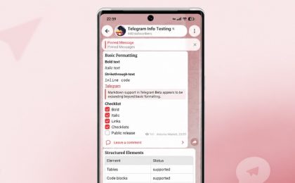 Telegram тестирует расширенную Markdown-разметку и новые настройки встроенного браузера на Android