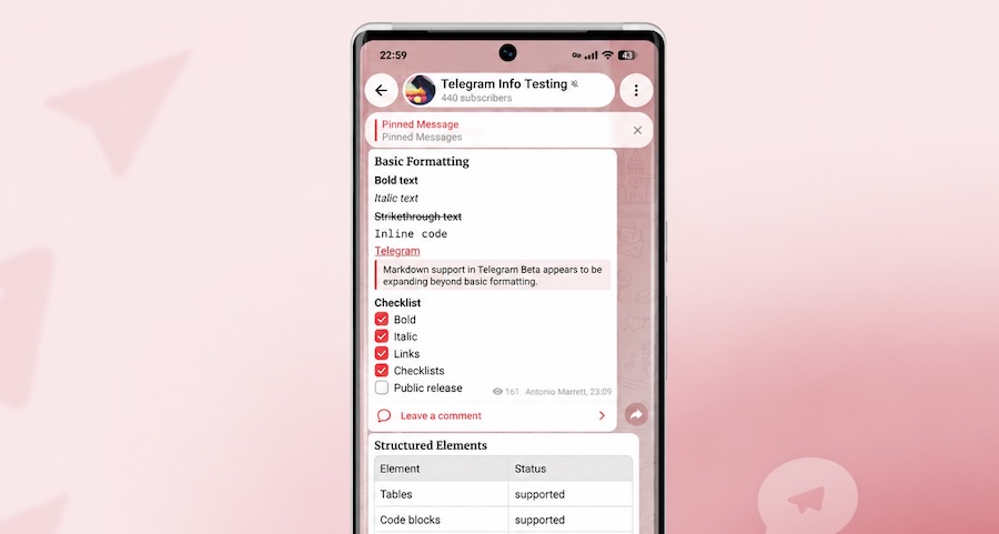 Telegram тестирует расширенную Markdown-разметку и новые настройки встроенного браузера на Android